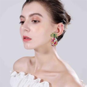 img 2 attached to 🍍 Colorful Crystal Full Fruit Pineapple Earrings: Vibrant Drop Earrings for Women, Girls - Charm Jewelry Gifts