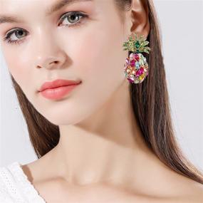 img 1 attached to 🍍 Colorful Crystal Full Fruit Pineapple Earrings: Vibrant Drop Earrings for Women, Girls - Charm Jewelry Gifts