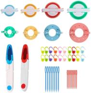 🧶 pom-pom maker kit: 8 sizes fluff ball weaver needle craft diy tool set for wool knitting, decoration with 2pcs thread cutter scissors logo