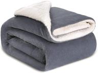 🛌 yoofoss sherpa fleece blanket - twin size bed blanket, soft and lightweight throw blanket (grey, 60x80inch) logo