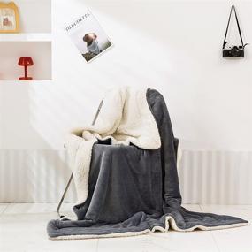 img 3 attached to 🛌 Yoofoss Sherpa Fleece Blanket - Twin Size Bed Blanket, Soft and Lightweight Throw Blanket (Grey, 60x80inch)
