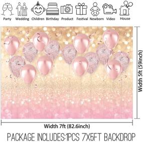 img 2 attached to 🎉 Allenjoy 7x5ft Soft Fabric Rose Gold Party Decorations Supplies - Pink Balloon Glitter Bokeh Photo Backdrop Birthday for Girl Baby Bridal Shower Bachelorette Photography Background Studio Props