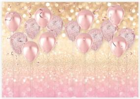 img 4 attached to 🎉 Allenjoy 7x5ft Soft Fabric Rose Gold Party Decorations Supplies - Pink Balloon Glitter Bokeh Photo Backdrop Birthday for Girl Baby Bridal Shower Bachelorette Photography Background Studio Props