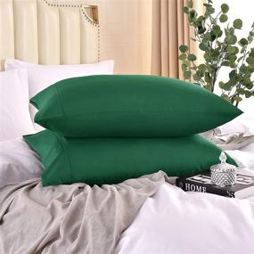 img 1 attached to 🌿 GOODYU Soft Pillowcases Standard Size Set of 4 - Premium Microfiber Pillow Case 4 Pack - Cooling, Wrinkle Fade Stain Resistant - 4 Green Pillow Covers with Envelope Closure, 20"x26", Emerald Green