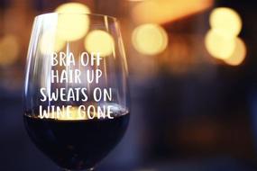 img 1 attached to 🍷 Bra Off Hair Up Sweats On Wine Gone Funny 15oz Wine Glass - Unique Christmas Gift Idea for Her, Mom, Wife, Girlfriend, Sister, Best Friend, BFF - Perfect Birthday Gifts for Women: Buy Now!