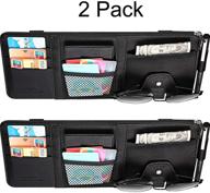🌞 convenient car sun visor organizer: sunglasses & travel essentials holder with multi-pocket storage (black, 2 packs) logo