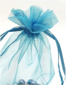 img 2 attached to 🎁 AIEDE Aqua Blue 4x6" 10x15cm Drawstring Organza Pouch: Strong Wedding Favor Gift Candy Bag (Pack of 100pcs) - Elegant & Versatile Packaging Solution