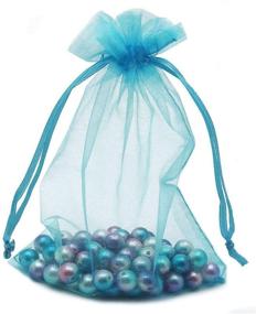 img 3 attached to 🎁 AIEDE Aqua Blue 4x6" 10x15cm Drawstring Organza Pouch: Strong Wedding Favor Gift Candy Bag (Pack of 100pcs) - Elegant & Versatile Packaging Solution