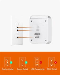 img 2 attached to 🔌 Smart Surge Protector Wall Outlet with Phone Holder - BESHON 3-Outlet Extender with 3 USB (3.1A Total USB-C Port) 490J Power Strip Multi Plug Outlet for Bedroom, Study, and Kitchen