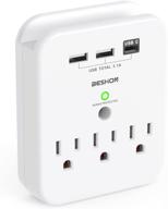 🔌 smart surge protector wall outlet with phone holder - beshon 3-outlet extender with 3 usb (3.1a total usb-c port) 490j power strip multi plug outlet for bedroom, study, and kitchen logo