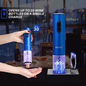 img 1 attached to 🍷 Secura Rechargeable Electric Wine Opener, Automatic Corkscrew Opener with Foil Cutter (Blue)