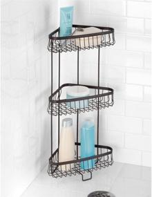 img 3 attached to iDesign York Metal Wire Corner Standing Shower Caddy: 3-Tier Bath Shelf Baskets for Towels, Soap, Shampoo, Lotion, Accessories - Bronze