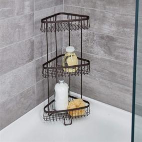 img 2 attached to iDesign York Metal Wire Corner Standing Shower Caddy: 3-Tier Bath Shelf Baskets for Towels, Soap, Shampoo, Lotion, Accessories - Bronze