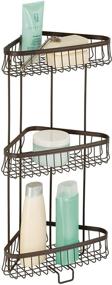 img 4 attached to iDesign York Metal Wire Corner Standing Shower Caddy: 3-Tier Bath Shelf Baskets for Towels, Soap, Shampoo, Lotion, Accessories - Bronze