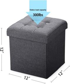 img 2 attached to 🪑 Vigamimn 12 inch Small Cube Ottoman Foot Rest Stool - Compact, Foldable, Linen Fabric Folding Storage Ottoman with Thicker Foam for Enhanced Foot Rest Experience