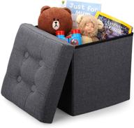 🪑 vigamimn 12 inch small cube ottoman foot rest stool - compact, foldable, linen fabric folding storage ottoman with thicker foam for enhanced foot rest experience логотип