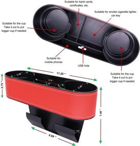 img 2 attached to 🚗 Будьте организованны и сосредоточены: Красный органайзер для автомобильного сиденья с держателями для кружек, коробкой для хранения промежутков, держателем для телефона и многое другое!