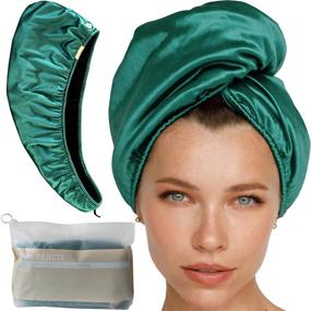 img 4 attached to 💚 Game-Changing Double Layer Microfiber Hair Towel Wrap: The Ultimate Hair Turban Towel for Curly Hair Women (Emerald)