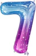 🎈 large number 7 balloon - star galaxy design - 40 inch birthday balloon in gradient blue to pink - ideal for frozen themes, rainbow parties, and colorful number decorations логотип