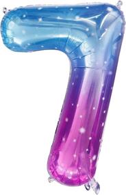 img 4 attached to 🎈 Large Number 7 Balloon - Star Galaxy Design - 40 Inch Birthday Balloon in Gradient Blue to Pink - Ideal for Frozen Themes, Rainbow Parties, and Colorful Number Decorations