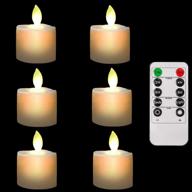 🕯️ 6-pack battery operated led remote tea lights: small fake votive candles with moving flame for christmas, outdoor flickering flameless electric candle light with timer логотип