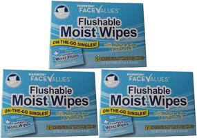 img 2 attached to 🧻 Pack of 3 Individually Wrapped Flushable Moist Wipes with Aloe and Vitamin E, 20 Count each - Perfect for On-the-Go Singles