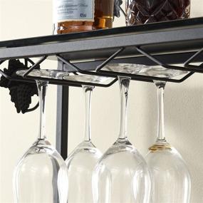 img 3 attached to 🍷 VECELO 20-Bottle Metal Wine Rack Table - Freestanding Floor Holder for Bar Storage & Display with Marble Finish and Black Glass Top