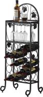 🍷 vecelo 20-bottle metal wine rack table - freestanding floor holder for bar storage & display with marble finish and black glass top логотип
