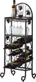 img 4 attached to 🍷 VECELO 20-Bottle Metal Wine Rack Table - Freestanding Floor Holder for Bar Storage & Display with Marble Finish and Black Glass Top