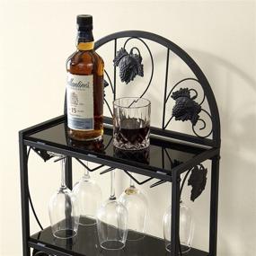 img 2 attached to 🍷 VECELO 20-Bottle Metal Wine Rack Table - Freestanding Floor Holder for Bar Storage & Display with Marble Finish and Black Glass Top