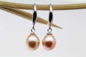 img 2 attached to 💎 MixiuEuro Elegant Sterling Silver Pink Freshwater Pearl Water Drop Earrings: Women's Must-Have Glamour