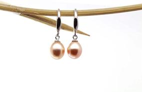 img 3 attached to 💎 MixiuEuro Elegant Sterling Silver Pink Freshwater Pearl Water Drop Earrings: Women's Must-Have Glamour