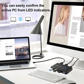 img 1 attached to 💻 USB-переключатель ABLEWE 3.0 - 2 компьютера делят 4 USB-устройства, переключатель KVM для ПК, принтера, сканера, мыши, клавиатуры с 2-х пакетным USB-кабелем - совместимый с Mac, Windows, Linux