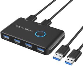 img 4 attached to 💻 ABLEWE USB 3.0 Switch - 2 Computers Share 4 USB Devices KVM Switcher Box for PC, Printer, Scanner, Mouse, Keyboard with 2-Pack USB Cable - Compatible with Mac, Windows, Linux