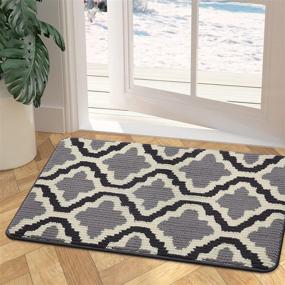 img 4 attached to 🚪 Kitinjoy Low-Profile Grey Door Mat, 20"x32" Super Soft Absorbent Entryway Rug, Non-Slip & Machine Washable Floor Mat for Entryway, Indoor Entrance Rug Resisting Dirt