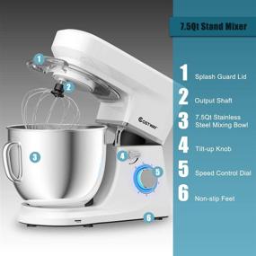 img 1 attached to 🍲 COSTWAY Stand Mixer - Powerful 660W Tilt-head Electric Kitchen Food Mixer with Stainless Steel Bowl - 6-Speed & 7.5 QT Capacity - Includes Dough Hook, Beater, Whisk