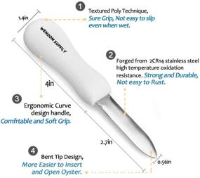 img 3 attached to 🔪 Премиум набор ножа и перчаток для открывания устриц WENDOM - 2 шт. открывающих Нью-гейвенского стиля с перчаткой, устойчивой к порезам - профессиональные инструменты для идеального открывания устриц.
