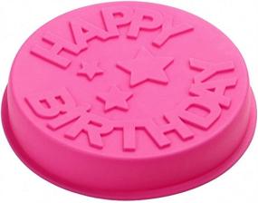 img 4 attached to Форма для выпечки Happy Birthday из силикона HiParty - круглая, диаметром 9,6 дюйма 🎂 для чизкейка, желе, пудинга, маффинов, пиццы и не только - разноцветная посуда для выпечки!