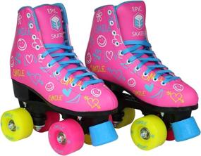 img 1 attached to Epic Skates Epic Blush: Versatile High-Top Quad Roller Skates for Indoor and Outdoor Fashion Roller Skating