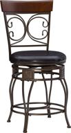 🪑 powell big and tall back scroll counter stool - 24" seat height - dark bronze/brown: comfortable and stylish seating for your kitchen or bar! logo