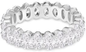 img 4 attached to Elegant NYC Sterling Women's .925 Silver Cubic Zirconia Oval-Cut Eternity Band Ring – Sparkle with 5x3mm Brilliance!