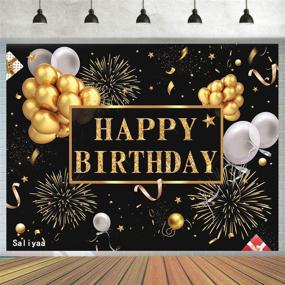 img 4 attached to Saliyaa Golden Balloons Stars Fireworks Party Backdrop - 7x5ft Black Gold Sign Poster Photo Booth Background Banner for Men Women 30th 40th 50th 60th 70th 80th Birthday Party Supplies