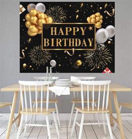 img 1 attached to Saliyaa Golden Balloons Stars Fireworks Party Backdrop - 7x5ft Black Gold Sign Poster Photo Booth Background Banner for Men Women 30th 40th 50th 60th 70th 80th Birthday Party Supplies