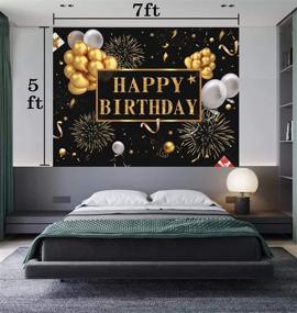 img 3 attached to Saliyaa Golden Balloons Stars Fireworks Party Backdrop - 7x5ft Black Gold Sign Poster Photo Booth Background Banner for Men Women 30th 40th 50th 60th 70th 80th Birthday Party Supplies