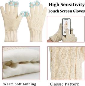 img 2 attached to Women's Winter Set - Pom Beanie, Cable Knit Touch Screen Gloves, and Long Scarf - Warm and Thick 3pcs Cold Winter Gift Set