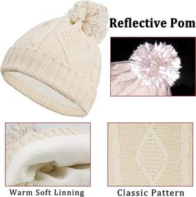 img 1 attached to Women's Winter Set - Pom Beanie, Cable Knit Touch Screen Gloves, and Long Scarf - Warm and Thick 3pcs Cold Winter Gift Set