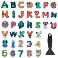 🛁 seamuing 36pcs non-slip stickers - alphabet animal bathtub stickers, waterproof & anti-skid decals with scraper, ideal for kids' bathroom, stairs, cute no-slip shower sticker logo