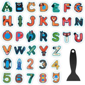 img 4 attached to 🛁 Seamuing 36Pcs Non-Slip Stickers - Alphabet Animal Bathtub Stickers, Waterproof & Anti-Skid Decals with Scraper, Ideal for Kids' Bathroom, Stairs, Cute No-Slip Shower Sticker