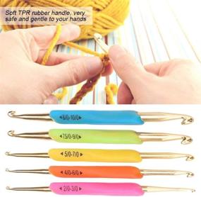 img 1 attached to 🧶 Crochet Hooks Set with TPR Soft Rubber Handle and Aluminum Knitting Needles - Double Hook Crochet Hook Set (Random Color)