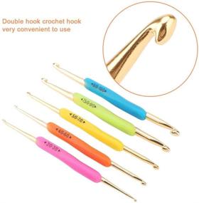 img 2 attached to 🧶 Crochet Hooks Set with TPR Soft Rubber Handle and Aluminum Knitting Needles - Double Hook Crochet Hook Set (Random Color)